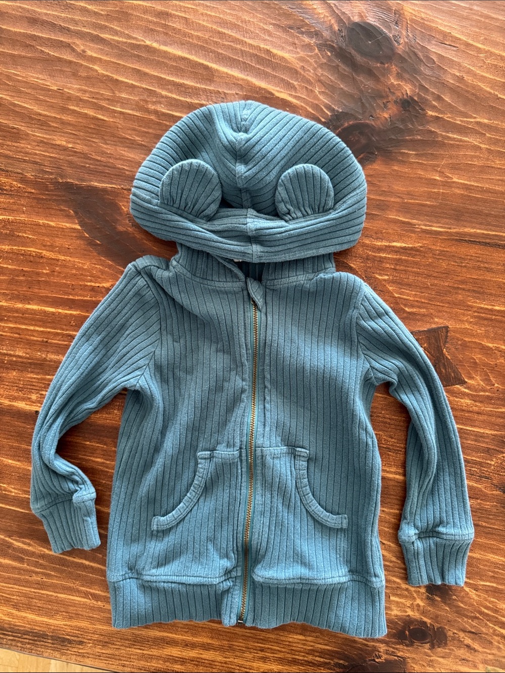 Kate Quinn Bear Ears Zip Hoodie Blue Cotton 3T